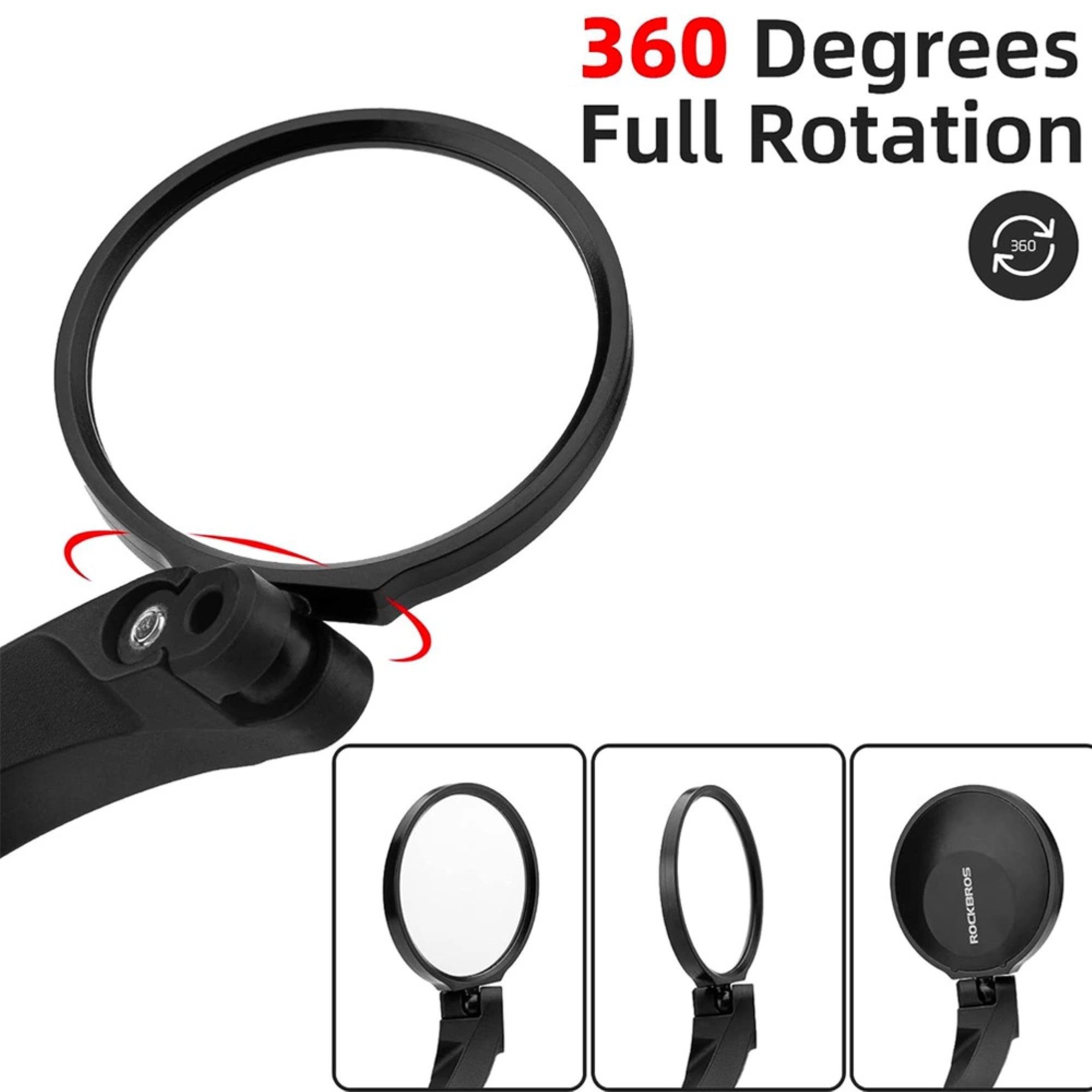 ROCKBROS Fahrradspiegel in schwarz kompatibel mit Lenkern mit einem Durchmesser von 20–24 mm