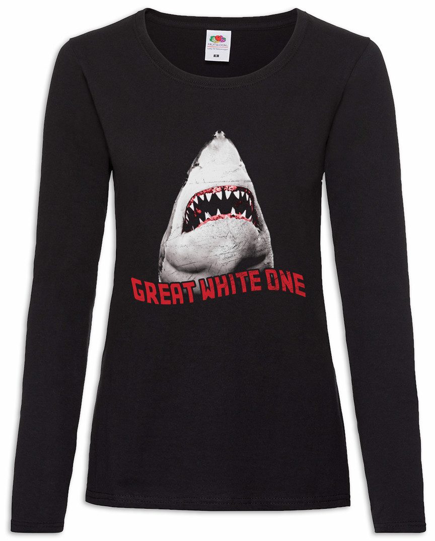 Urban Backwoods Langarmshirt White Shark II Damen Langarmshirt Weißer Hai Jaws Surfer Taucher Weiße (1-tlg) Diver Größen Hawaii Maui