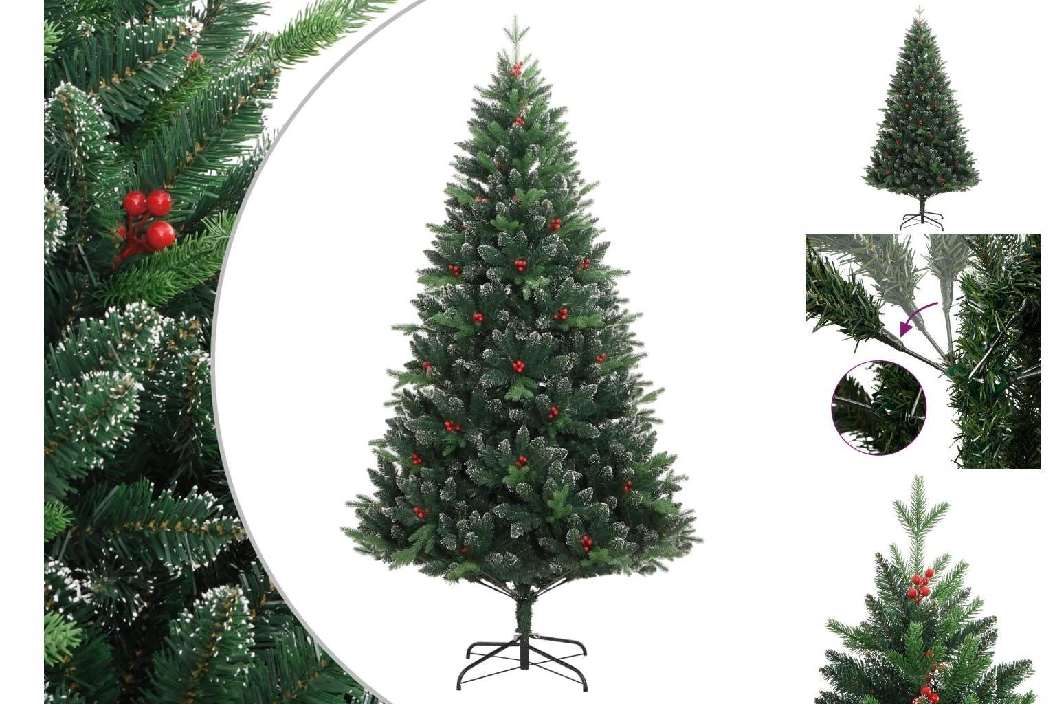 vidaXL Künstlicher Weihnachtsbaum Christbaum Künstlicher Weihnachtsbaum Klappbar mit Roten Beeren 120 cm