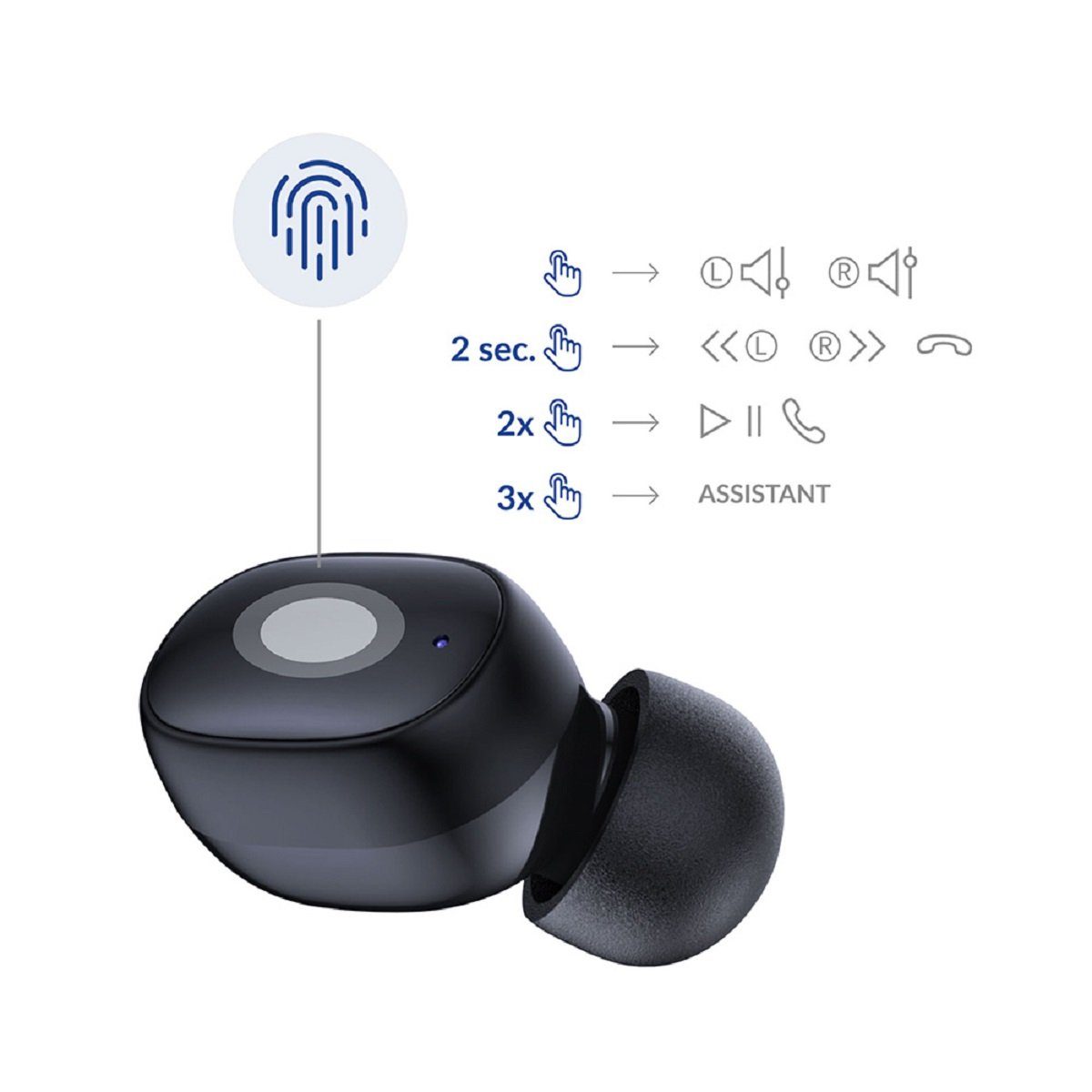 3MK TWS Bluetooth 5.3 Hintergrundgeräuschen) kabellose FlowBuds Bluetooth, FlowBuds, ununterbrochenes Unterdrückung 6,5 von Kopfhörer Stunden Hören, Bluetooth-Kopfhörer (Touch-Funktion