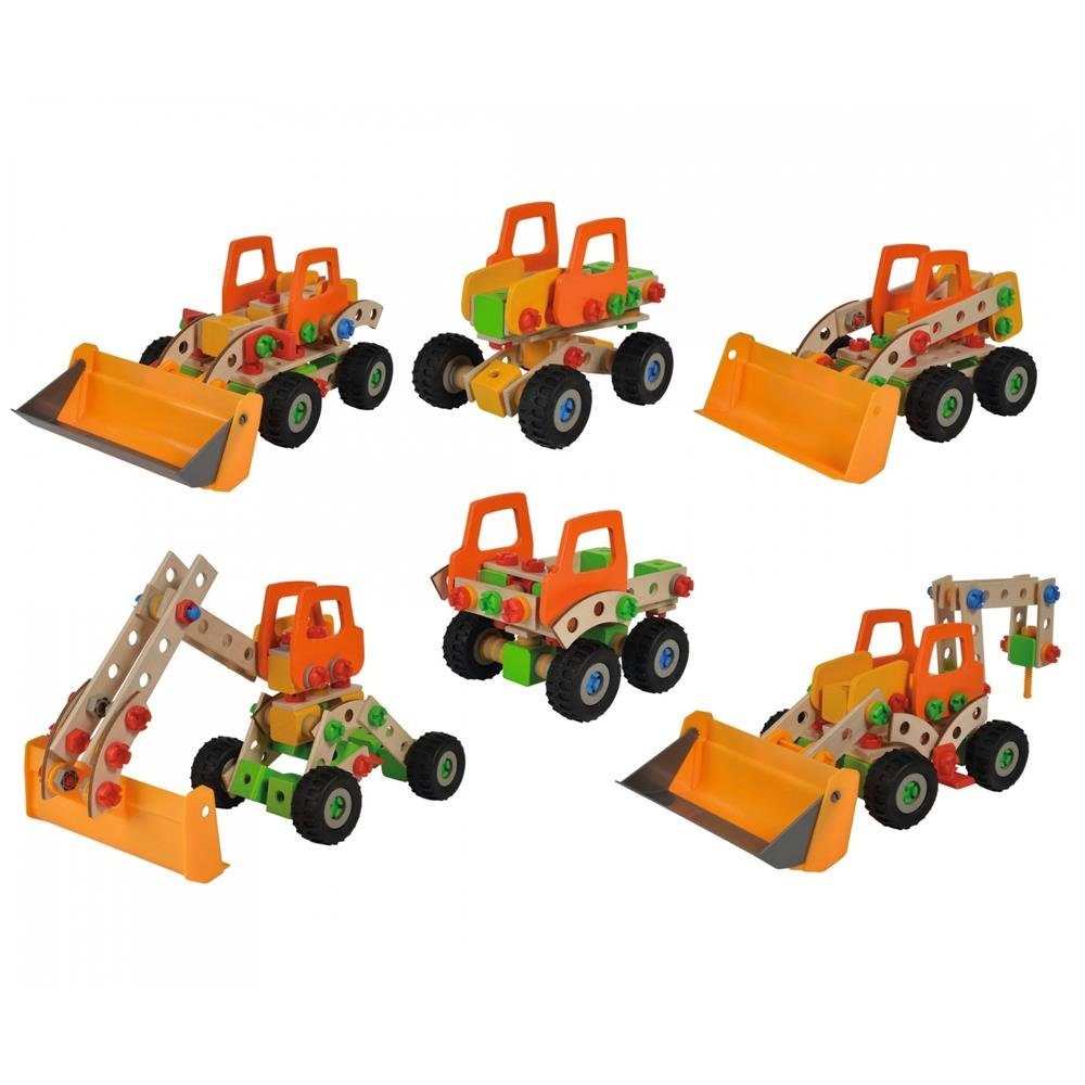 Eichhorn Constructor Radlader Konstruktions-Spielset, 140 teilig, aus Holz