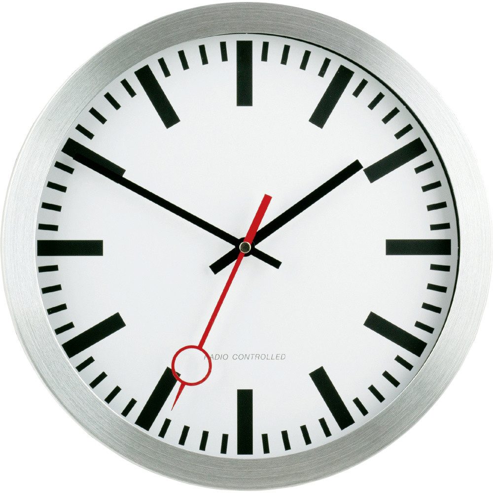 EUROTIME Wanduhr EUROTIME 59002-07 Funk Wanduhr 30 cm Silber