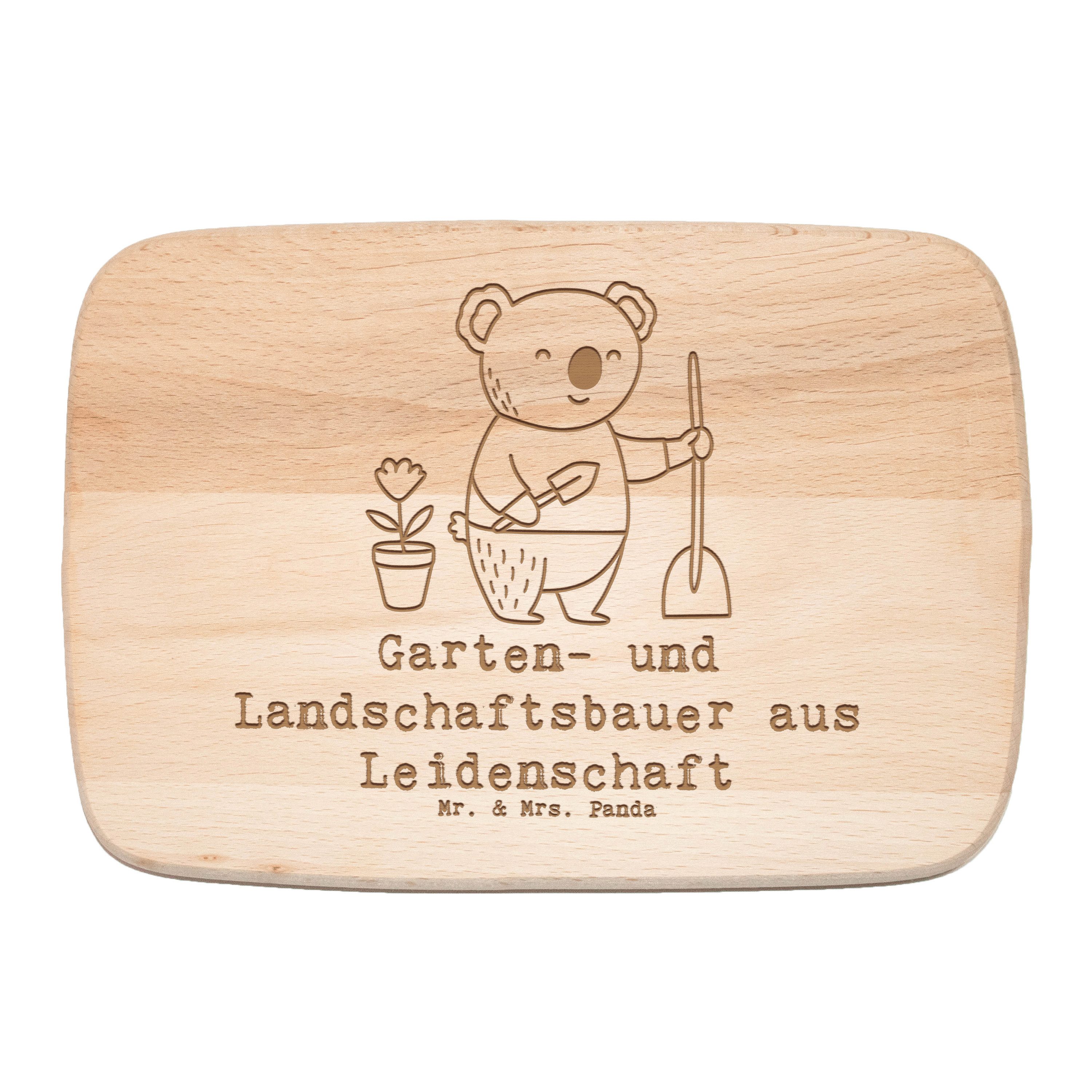 Mr. & Mrs. Panda Frühstücksbrett Garten- und Landschaftsbauer Leidenschaft, Holz