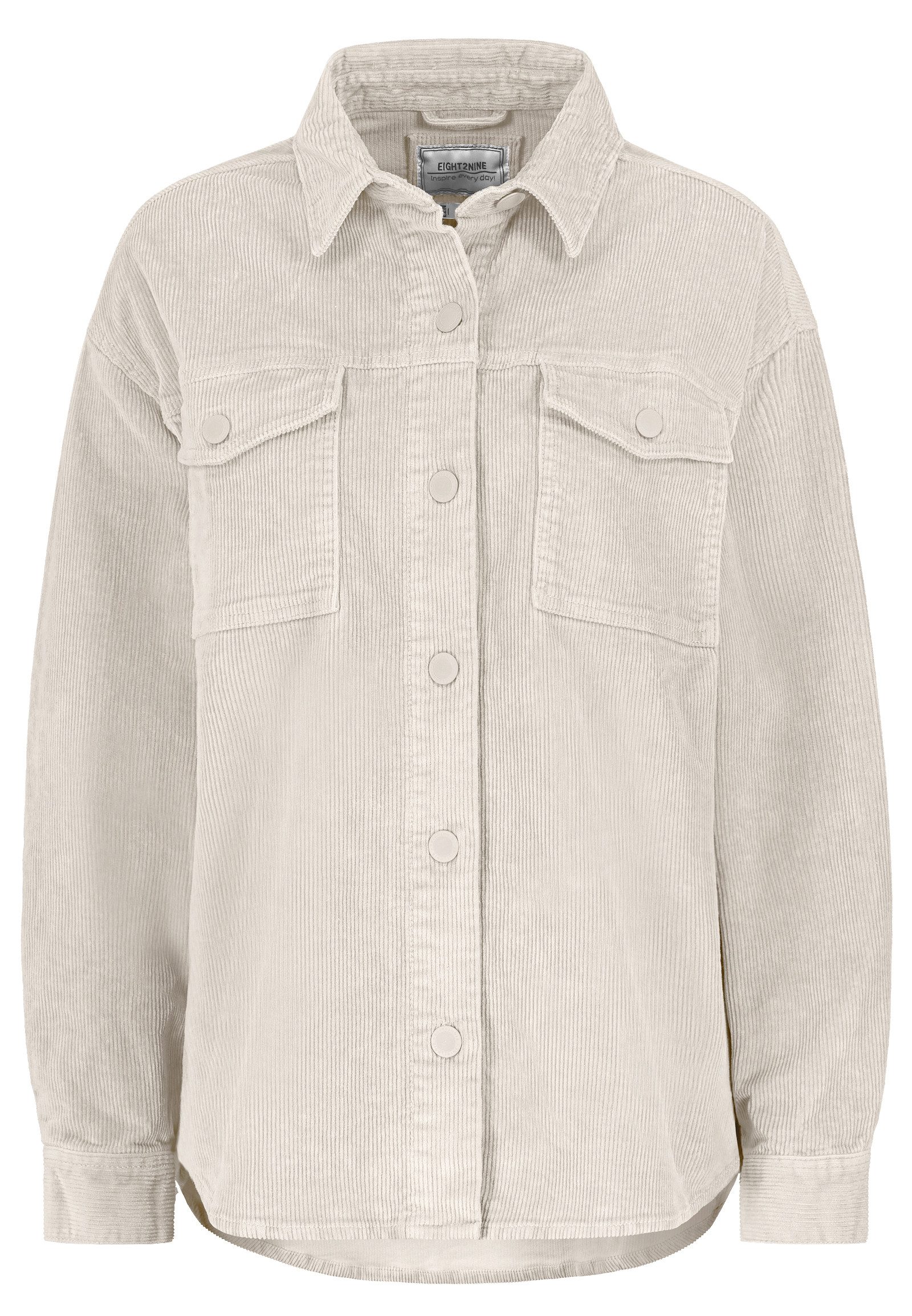 Eight2Nine Blouson Cord-Design mit Taschen und für Damen (1-St) Baumwolle Normal Fit Rundhals Langarm Einfarbig wärmend
