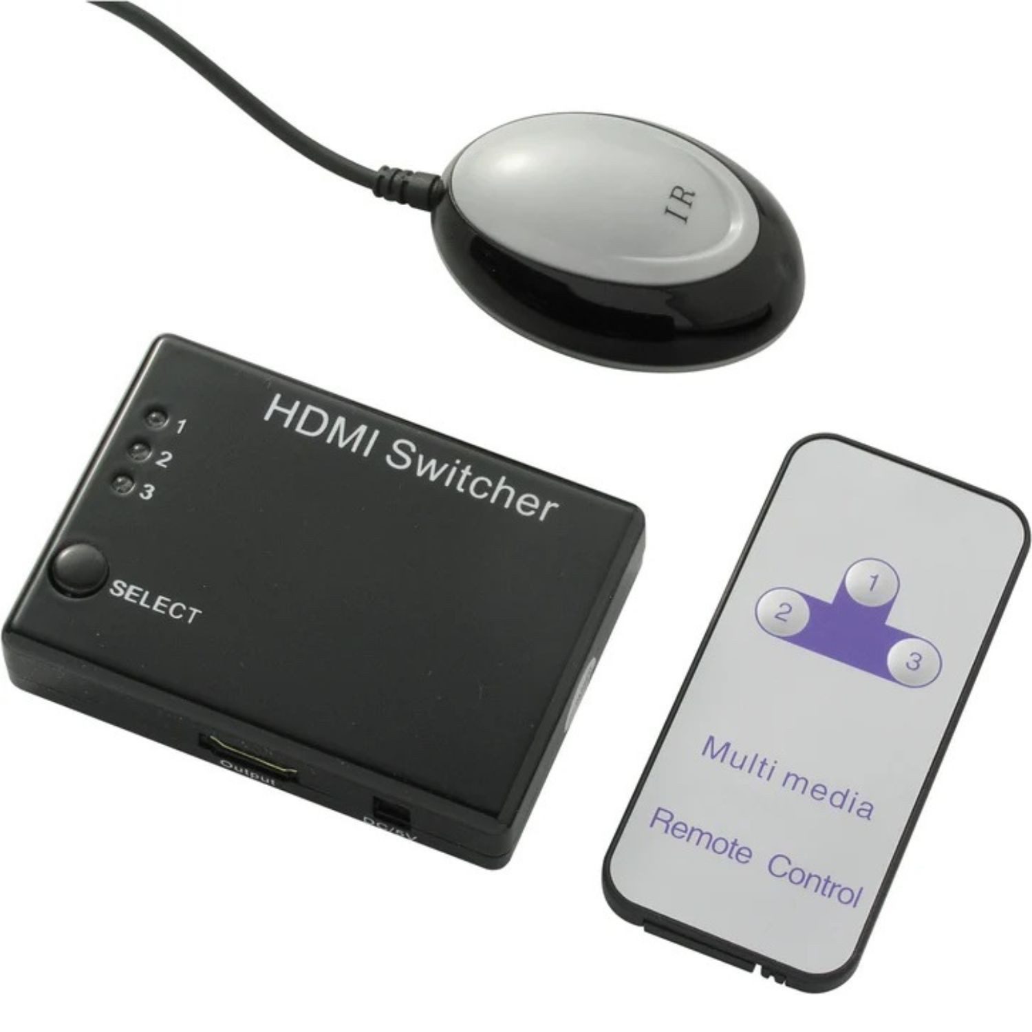 Schwaiger HDMI-Splitter 3in1 Auto HDMI Switch 4K Ultra HD UHD Full HD, Automatisch Verteiler Umschalter Splitter Fernbedienung IR-Empfänger