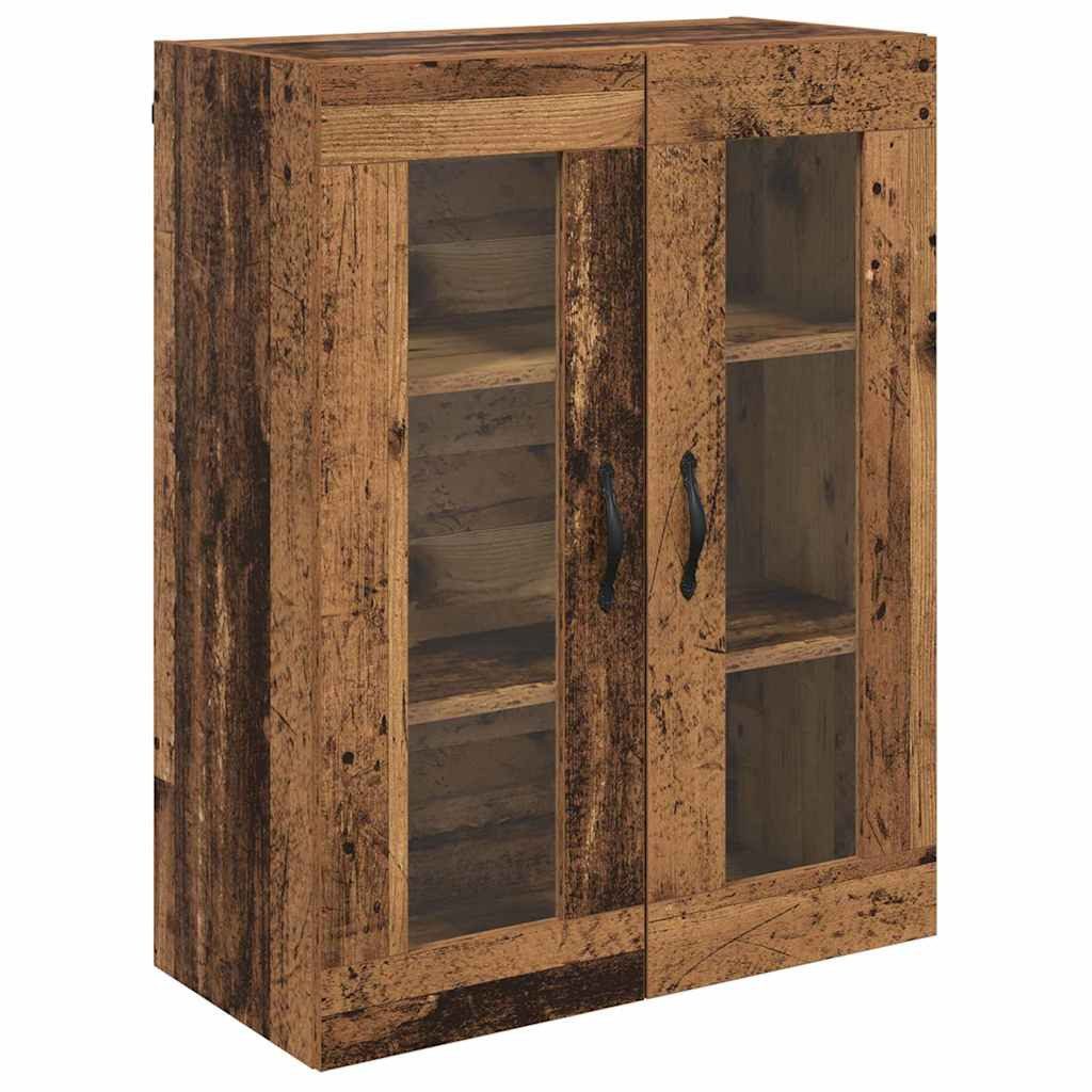 vidaXL Hängeschrank Wandschrank Altholz 69,5 x 34 x 90 cm Engineered Wood und Glas (1-St)