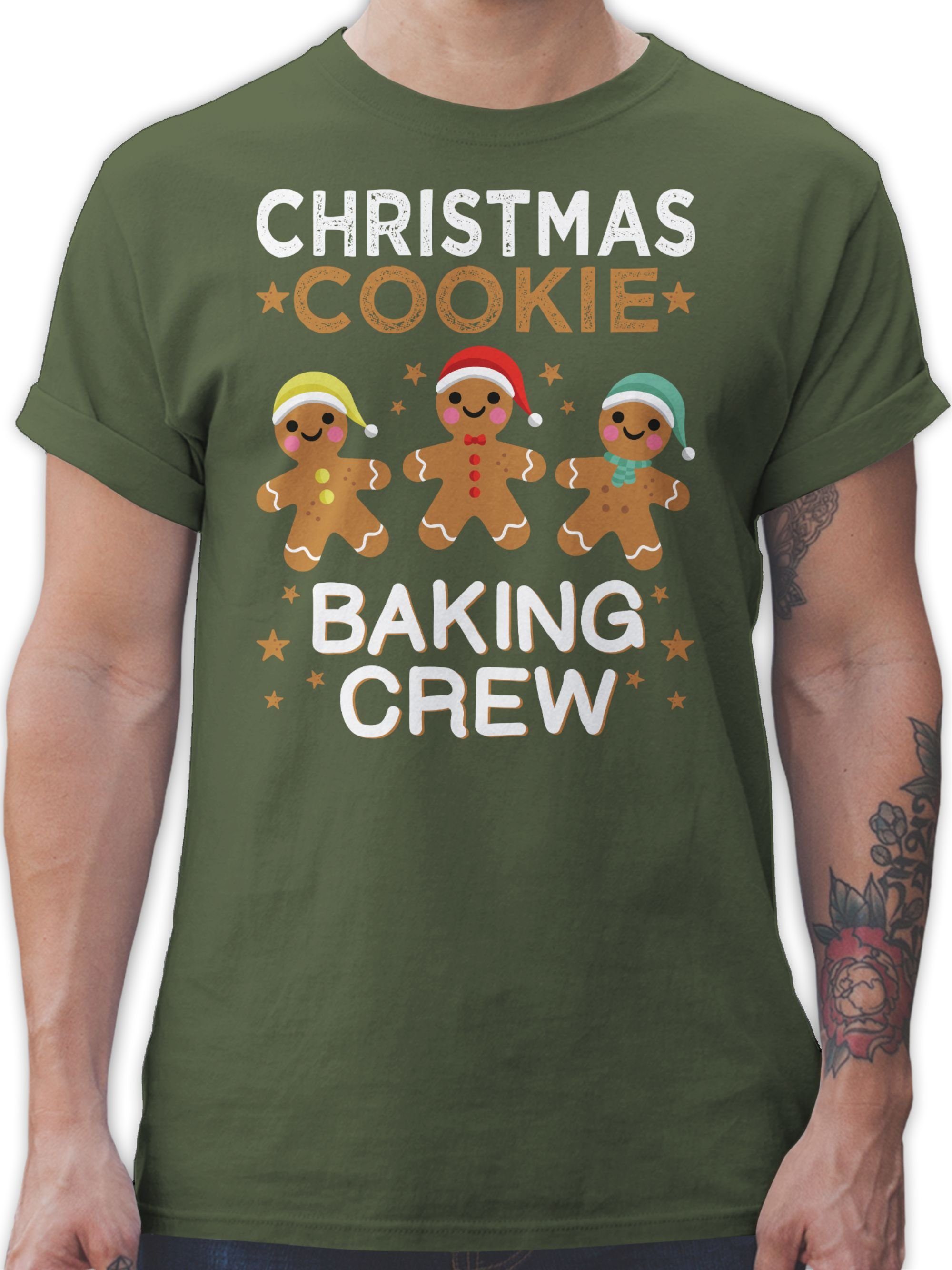 2 Weihachten Cookie Christmas Shirtracer T-Shirt Crew Baking Kleidung Lebkuchenmännchen Grün Army