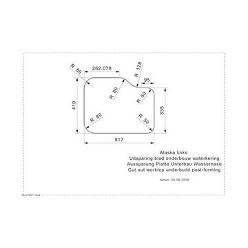REGINOX Edelstahlspüle Reginox Unterbaubecken Alaska Becken links, 57,7/47 cm