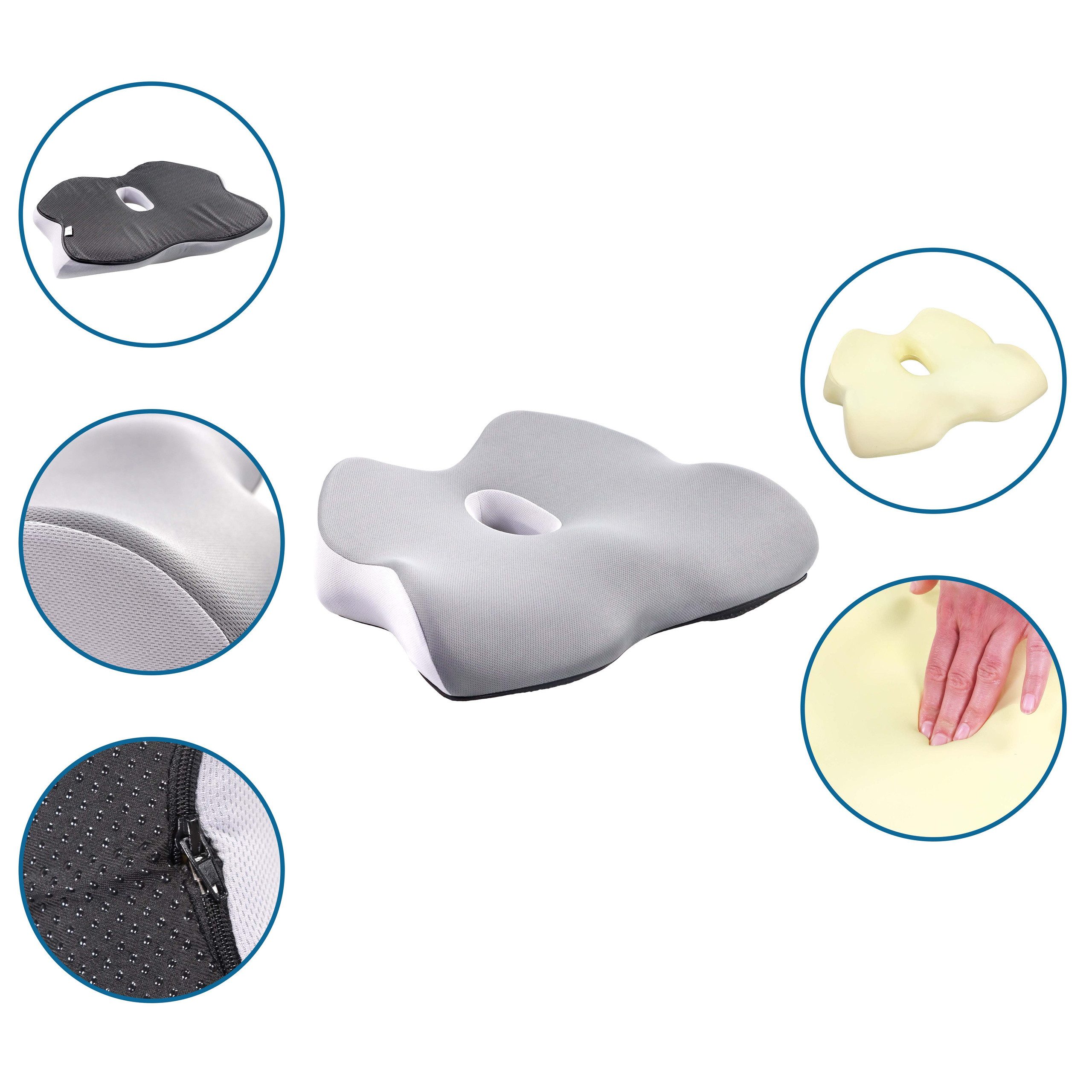 hjh OFFICE Sitzkissen Sitzkissen MEDISIT IV Stoff, Orthopädische Form, Stuh günstig online kaufen