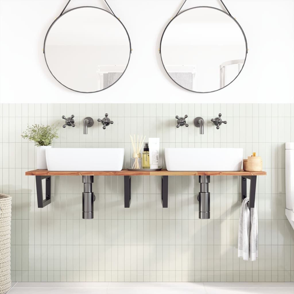 vidaXL Badezimmerspiegelschrank Waschbeckenregal Wandmontage Stahl und nholz (1-St)