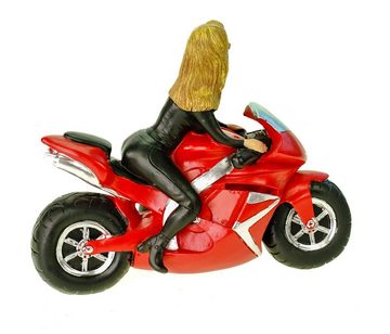 Kremers Schatzkiste Spardose Spardose sexy Motorradgirl 21 cm Poly bunt Sparschwein Bike Motorrad