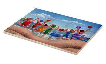 Posterlounge Holzbild Peter Adderley, Strandparty, Regenbogen Szene, Badezimmer Maritim Malerei