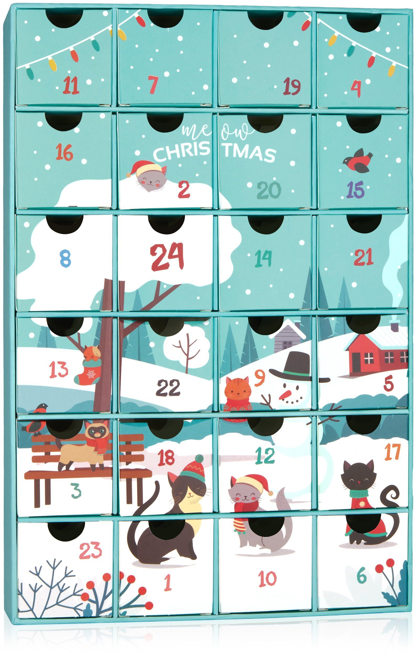 BRUBAKER befüllbarer Adventskalender DIY Weihnachtskalender für Katzen zum Befüllen - Haustier Kalender (mit 24 Türchen, 1-tlg), Kalender für Leckerlis Snacks Süßigkeiten
