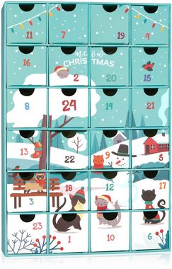 BRUBAKER befüllbarer Adventskalender DIY Weihnachtskalender für Katzen zum Befüllen - Haustier Kalender (mit 24 Türchen, 1-tlg), Kalender für Leckerlis Snacks Süßigkeiten