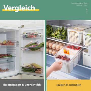 Creliv Korbeinsatz mit Deckel für Kühlschrank, 4 Kühlschrank Aufbewahrungsboxen, Stapelbar, BPA Frei