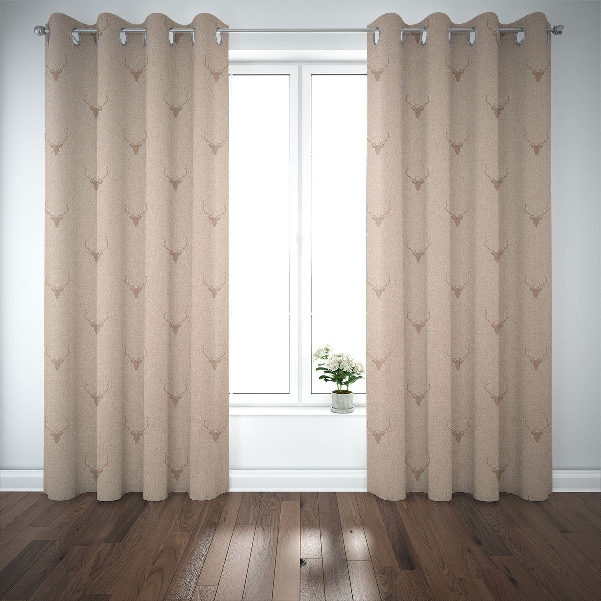 SCHÖNER LEBEN. Vorhang SCHÖNER LEBEN. Vorhang Jacquard Hirschkopf mit Gewei günstig online kaufen