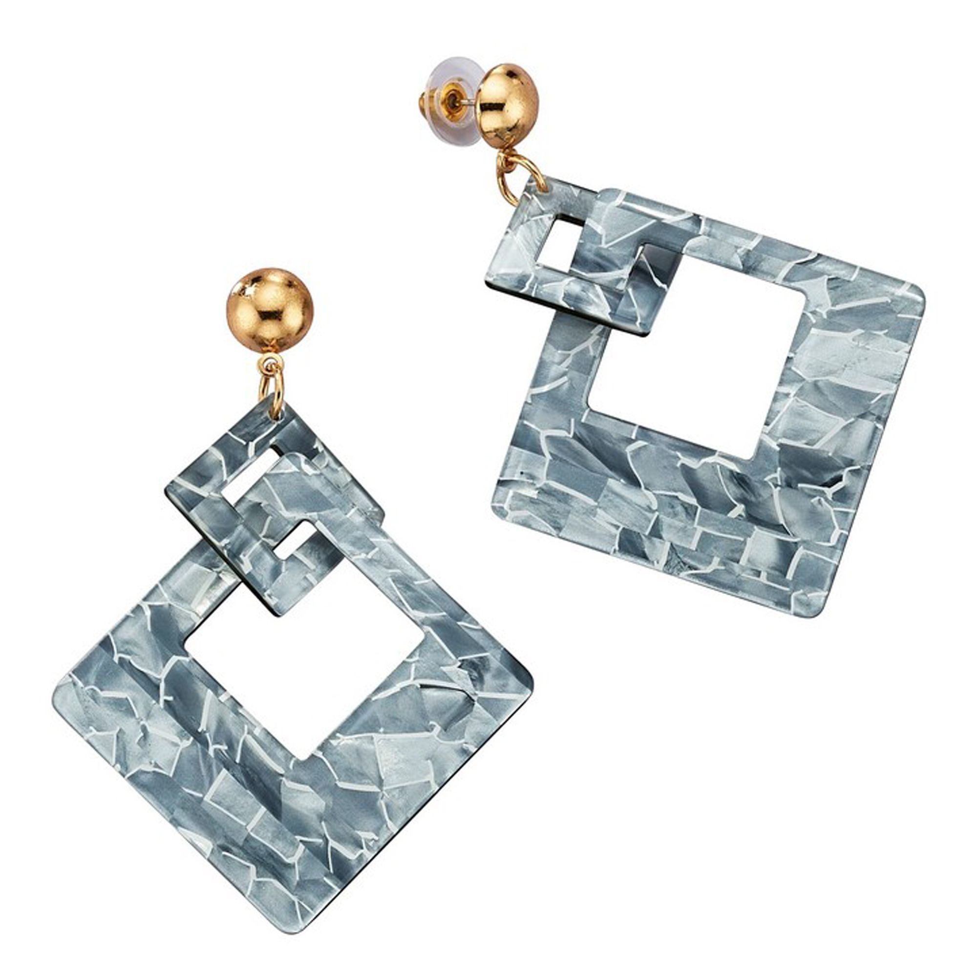 Steuer Paar Ohrstecker Acryl grau glänzend