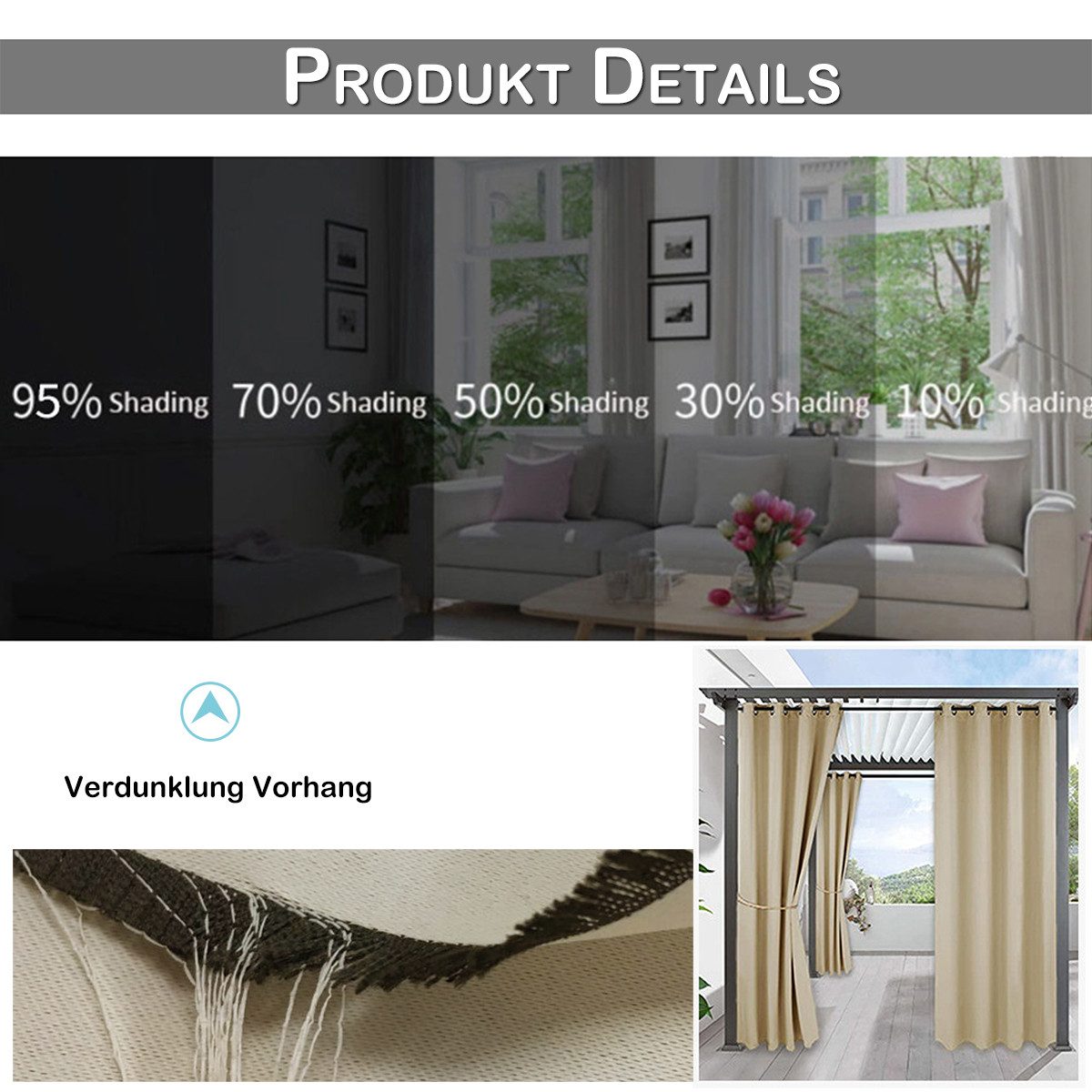 Qelus Outdoorvorhang Wasserdicht Outdoor Blickdicht Vorhang günstig online kaufen