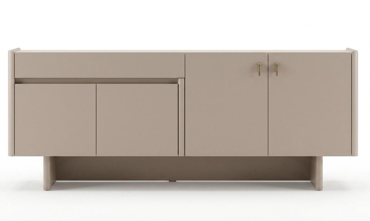 JVmoebel Esszimmer-Set Esszimmer Set Esstisch 4x Stühle Sideboard Spiegel Modern Beige Fein, (7-St), Made in Europa
