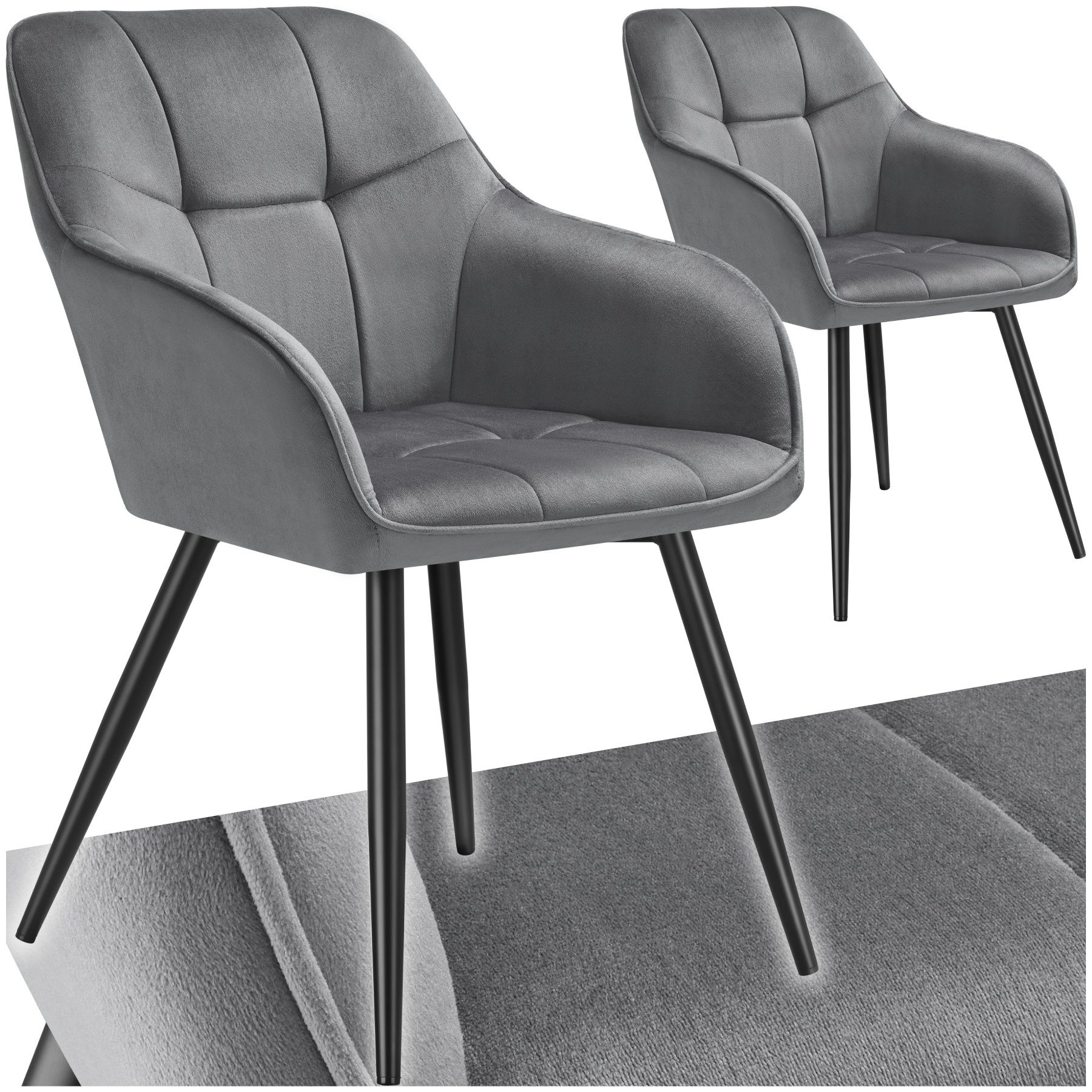tectake Esszimmerstuhl Stuhl Marilyn, Samtoptik, gesteppt (Set, 2 St), Extr günstig online kaufen