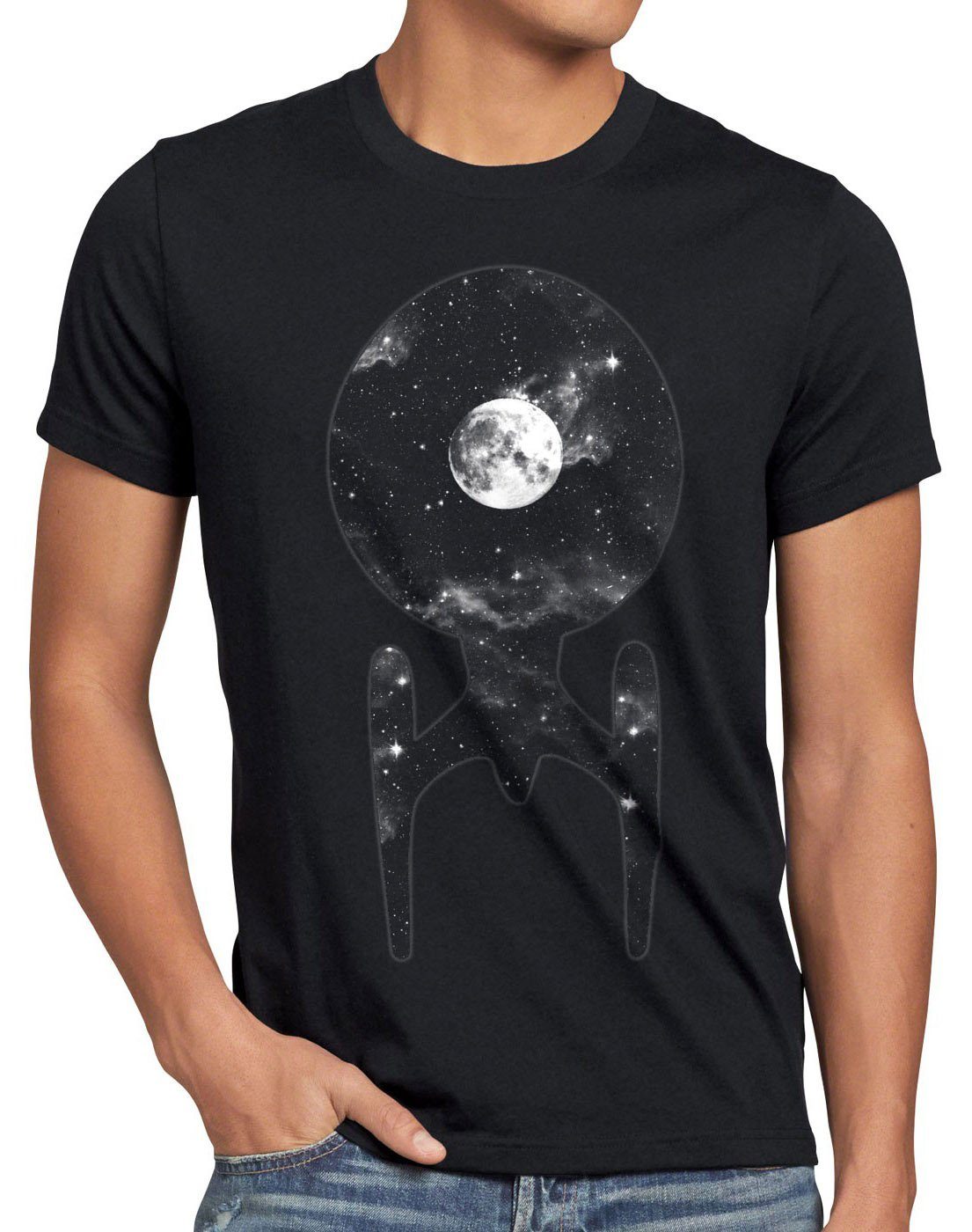 style3 Print-Shirt Herren T-Shirt Trek Raumschiff trekkie star uss enterprise trekkie ncc-1701-d schwarz
