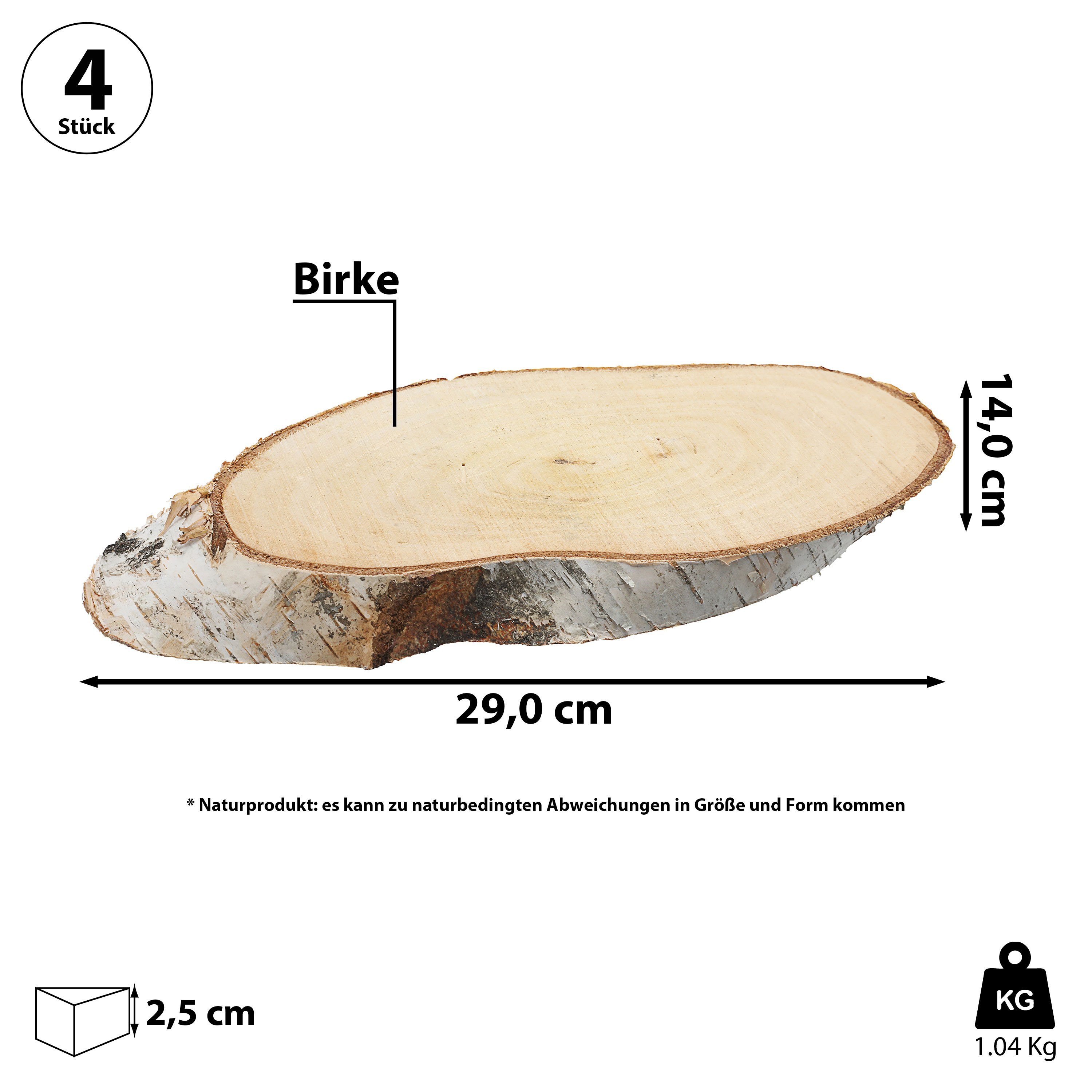 CEPEWA Dekoteller Baumscheibe Holzscheibe Birke 4er günstig online kaufen