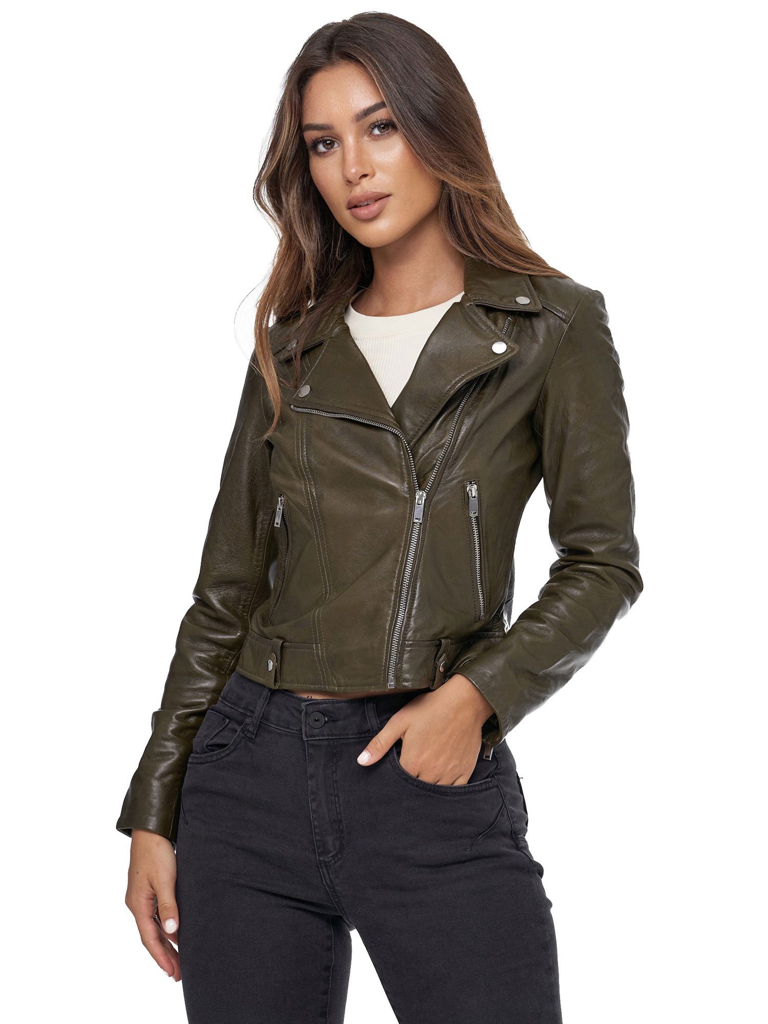 Tazzio Lederjacke F507 Biker Look mit coolen Zipper-Details & Reverskragen – Bild 3 von 4