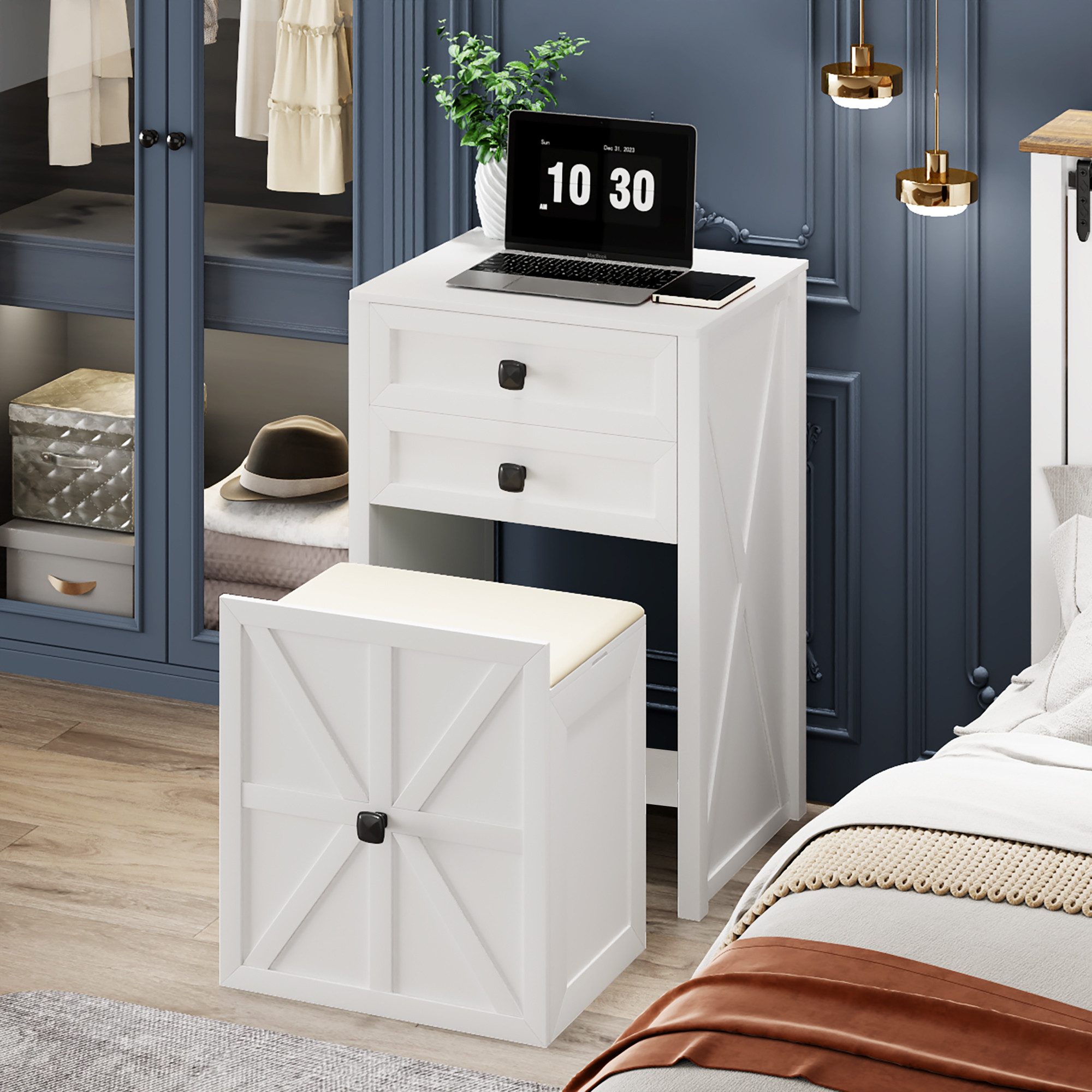 FREDEES Schminktisch Kleine Schminkkommode mit hochklappbarem Spiegel und L günstig online kaufen