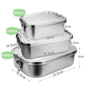 Bettizia Lunchbox 800-+1200+400ml Edelstahl Brotdose mit Fächern Lunchbox Auslaufsicher