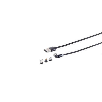 S/CONN maximum connectivity® USB-A Magnetladekabel, 3in1, 540°, schwarz, 1m Smartphone-Kabel, (100 cm)