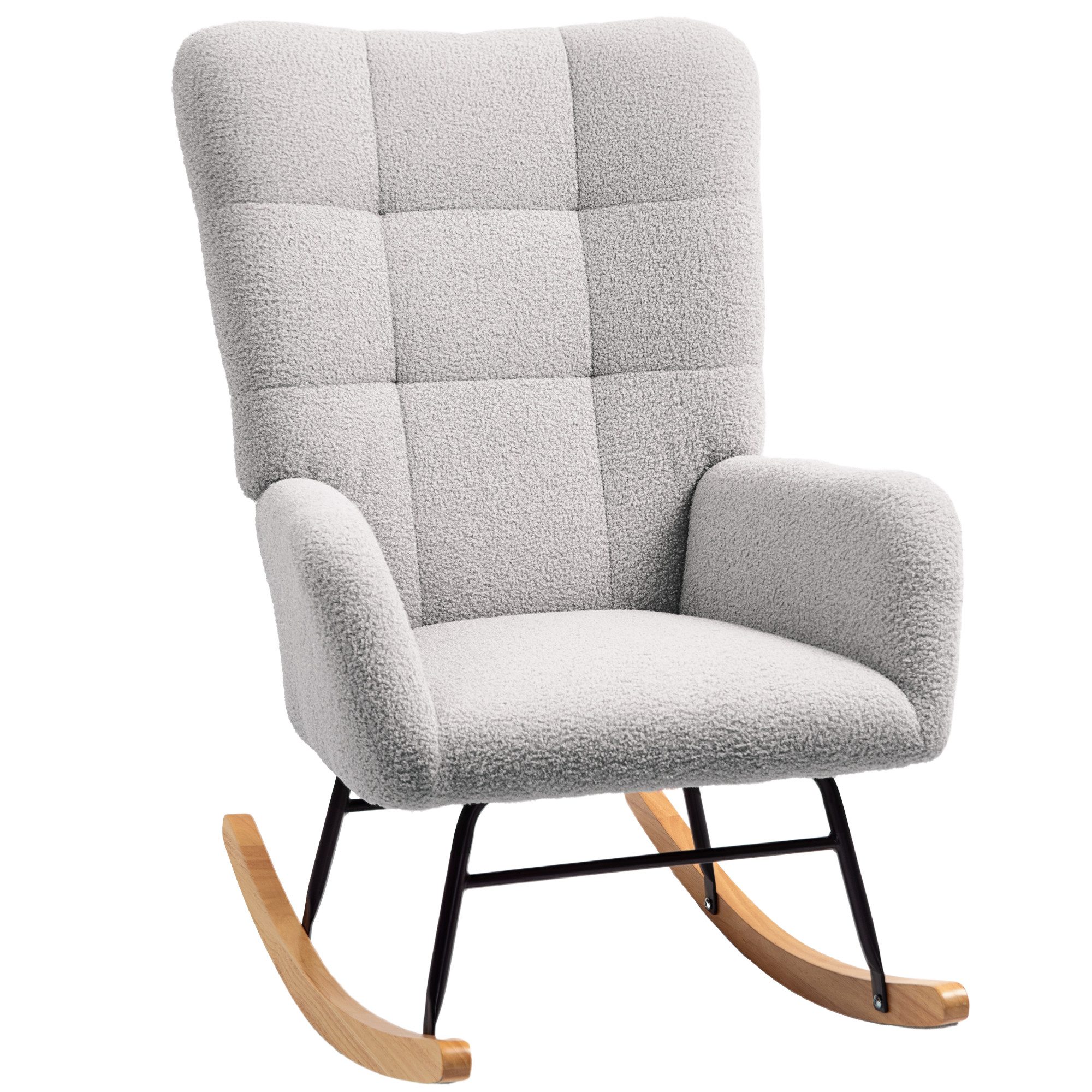 HOMCOM Schaukelstuhl Schaukelsessel mit Armlehne, Teddysamt-Optik (Relaxses günstig online kaufen