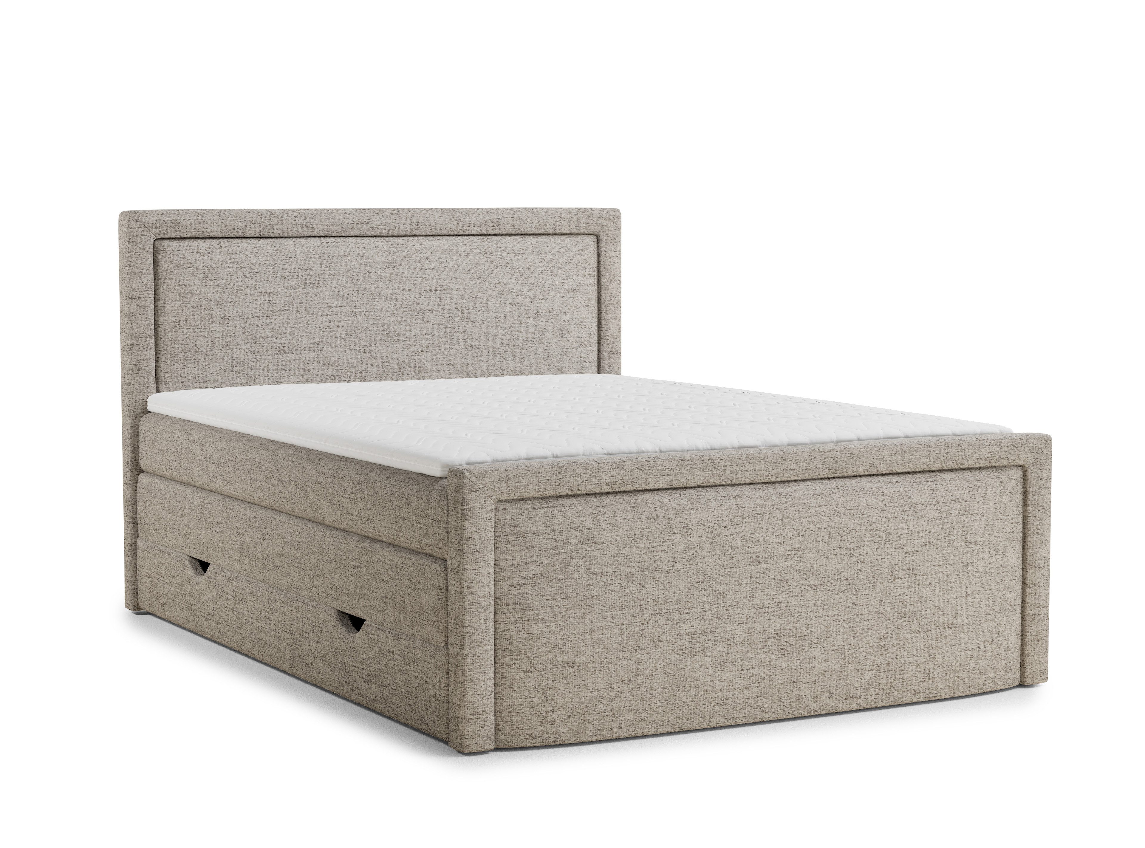 Maison de Rêve Boxspringbett Fresco (Komplettbett mit Matratzen, Kopfteil und Topper), Boxspringbett mit Stauraum, Webstoff
