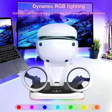DTC GmbH PS VR2-Spielzubehör, Aufbewahrungsbasis,Sense-Controller Augmented-Reality-Brille (Ladestation für PS5 VR-Headset, LED-Ständer kompatibel mit PS VR2)