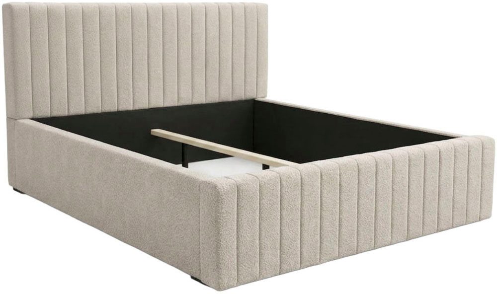 OTTO home Polsterbett MOIVRE, vertikale Steppung in Rillenoptik, wahlweise mit Bettkasten (Breite Liegefläche 120, 140, 160 oder 180cm), Stauraumbett, gepolstertes Kopfteil, ohne Matratze, modernes Design