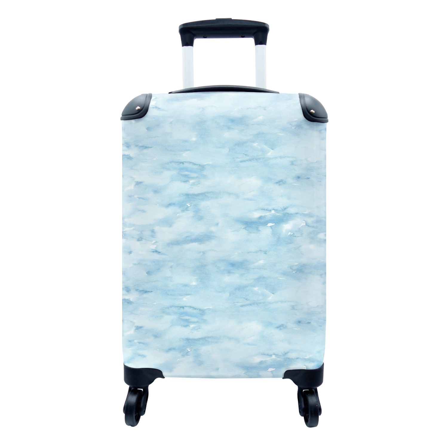4 Reisetasche Blau - für mit Rollen, Handgepäckkoffer Reisekoffer Trolley, MuchoWow Ferien, - Handgepäck rollen, Aquarell Muster,