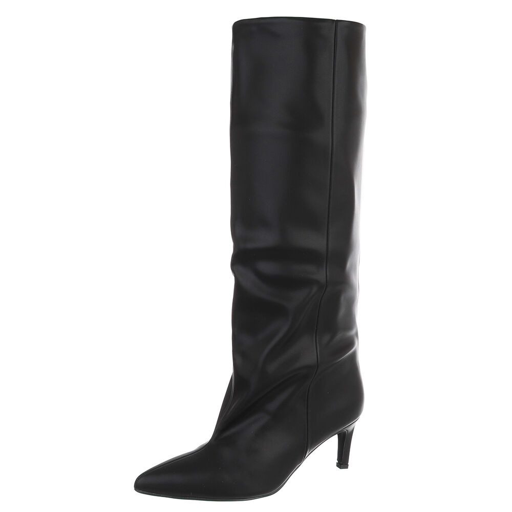 Ital-Design Damen kniehoher Stiefel mit spitzem Absatz Stiefel (92125311) Pfennig-/Stilettoabsatz Stiefel in Schwarz