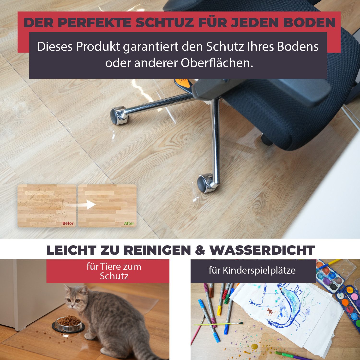 Biofactur Tischdecke Tischfolie Glasklar Folie 2 mm gerader Kante transparente Tischdecke