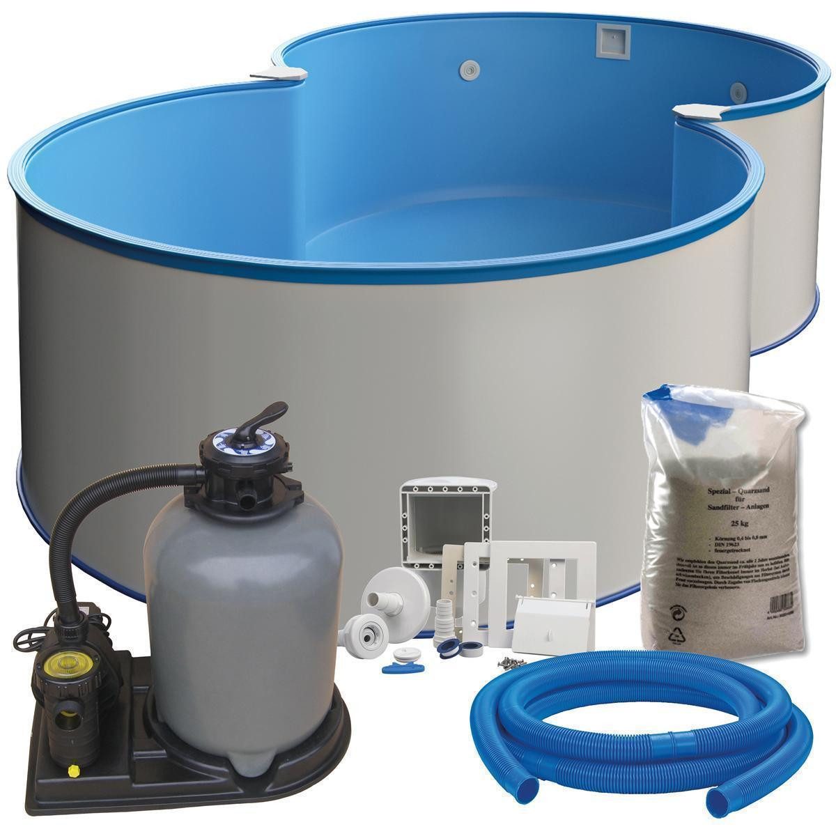 mediPOOL Achtformpool Achtform-Pool-Set exklusiv 6,25 x 3,60 x 1,20 m (Komplett-Set)