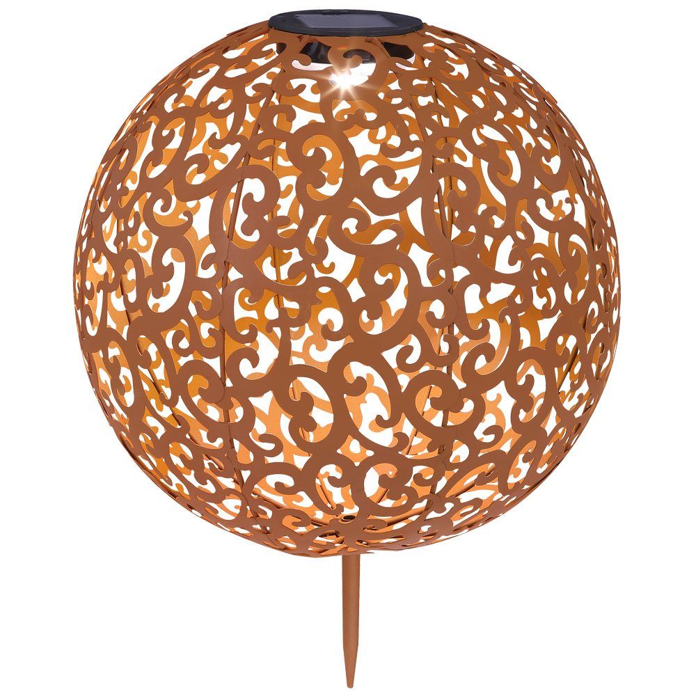 GLOBO LIGHTING Kugelleuchte, LED-Leuchtmittel fest verbaut, Warmweiß, Solarleuchte orientalisch Kugel Solar Kugellampe Erdspieß