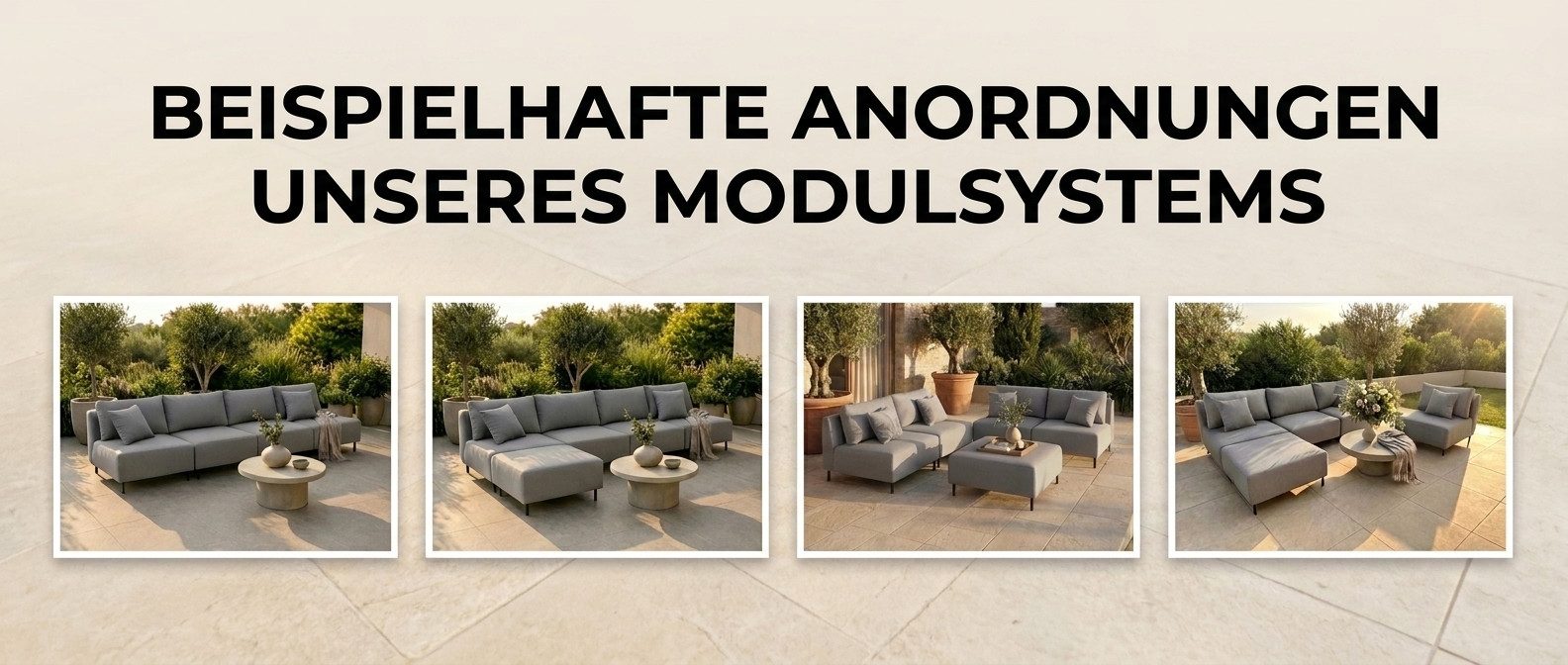 A&J MöbelLand GmbH Gartenlounge-Set Outdoor Lounge Set SUN – Sofa, Sessel und Hocker, (Outdoor Lounge Set für Garten und Terrasse, 3-teiliges modernes Garten Lo – Bild 5 von 5
