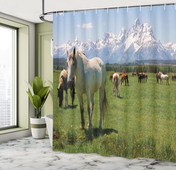 Abakuhaus Duschvorhang Moderner Digitaldruck mit 12 Haken auf Stoff Wasser Resistent Breite 175 cm, Höhe 180 cm, Tier Pferde