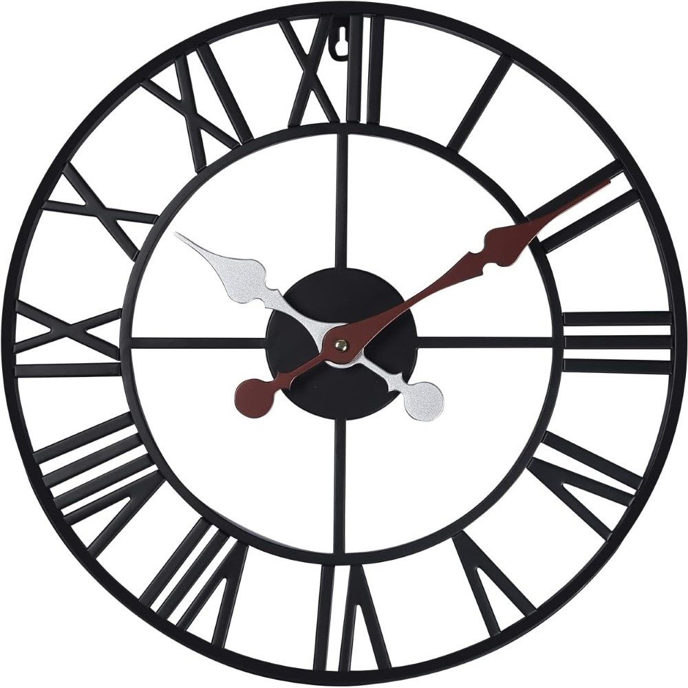 LA CUTE Wanduhr XXL Wanduhr Metalluhr Römische Ziffern Industrial Vintage Uhr ⌀60cm (Stille Uhr, präzise Quarzbewegung, langlebiges Metall)