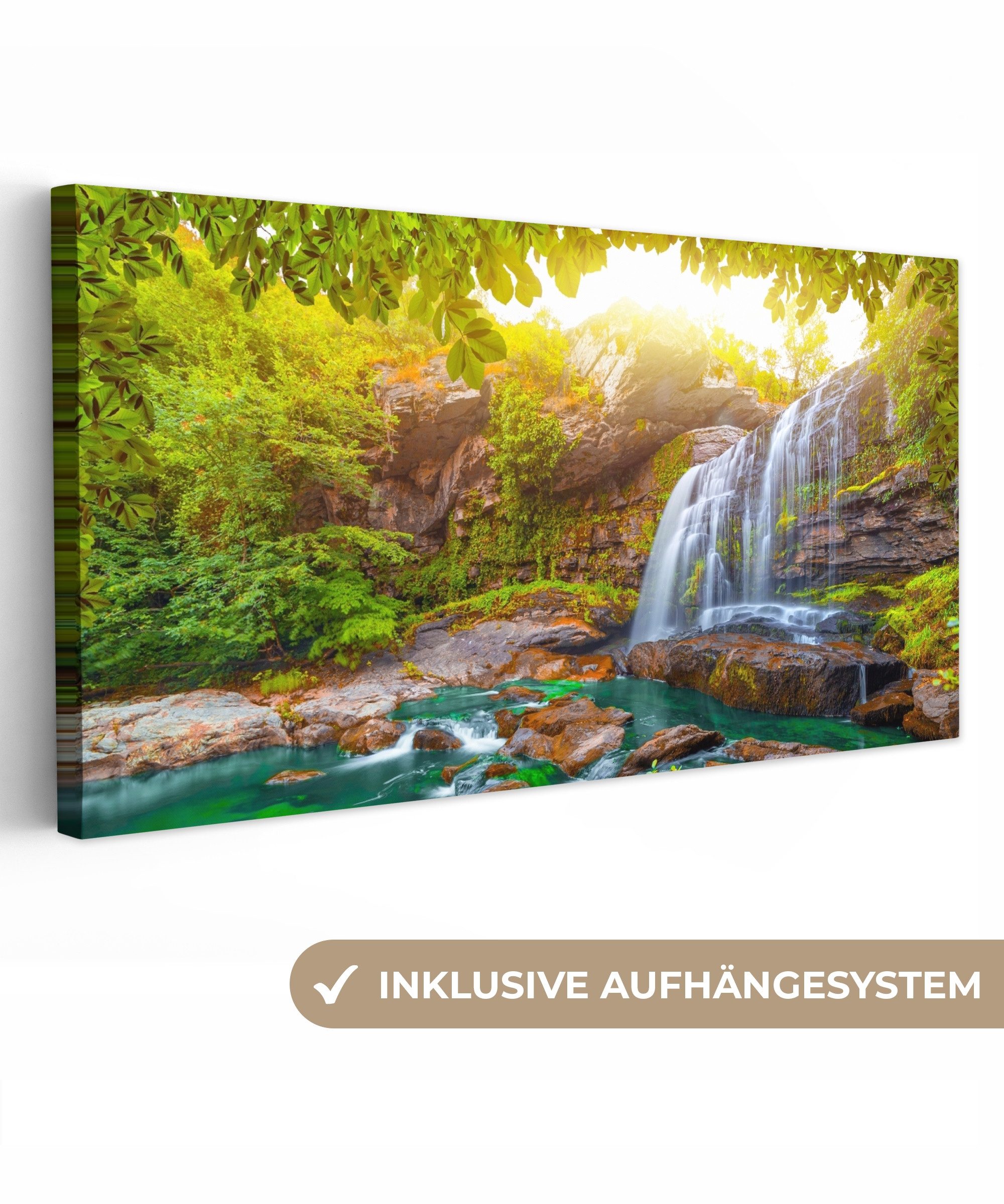 OneMillionCanvasses® Leinwandbild Panorama Natur - Wasserfall günstig online kaufen
