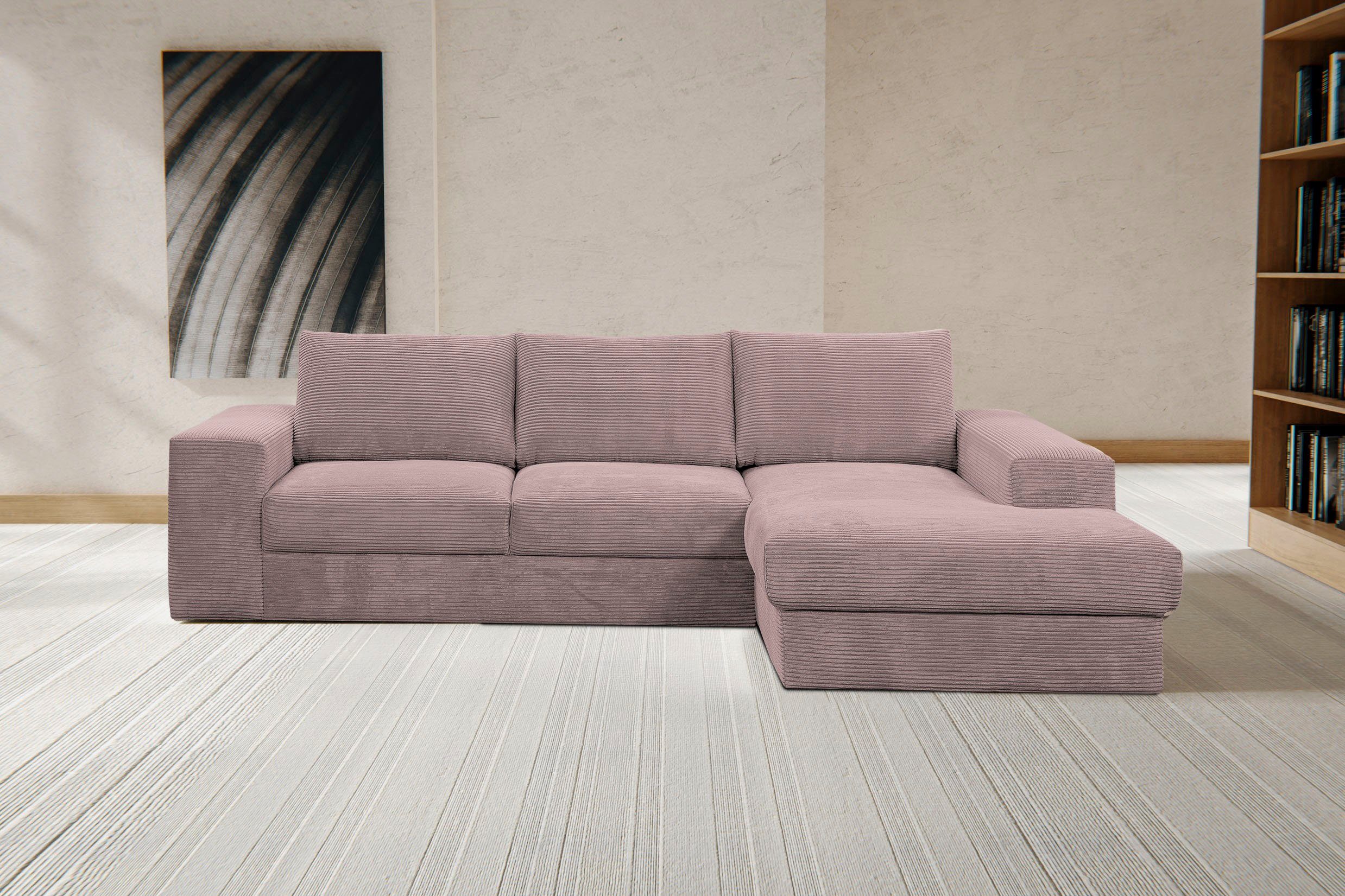 mit Ecksofa & Rozzana, Design Breitcord Cord WERK2 trendig-weichem Komfort Ecksofa in hohem