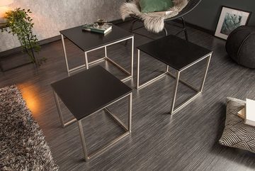 riess-ambiente Beistelltisch ELEMENTS 40cm schwarz / silber (Set, 3-St), Wohnzimmertisch · Edelstahl · platzsparend · Modern Design