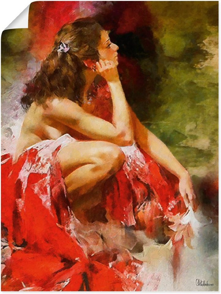 Rot, in in (1 als Poster Frauen versch. oder St), Mädchen Artland Alubild, Wandaufkleber Träumendes von Wandbild Bilder Leinwandbild, Größen