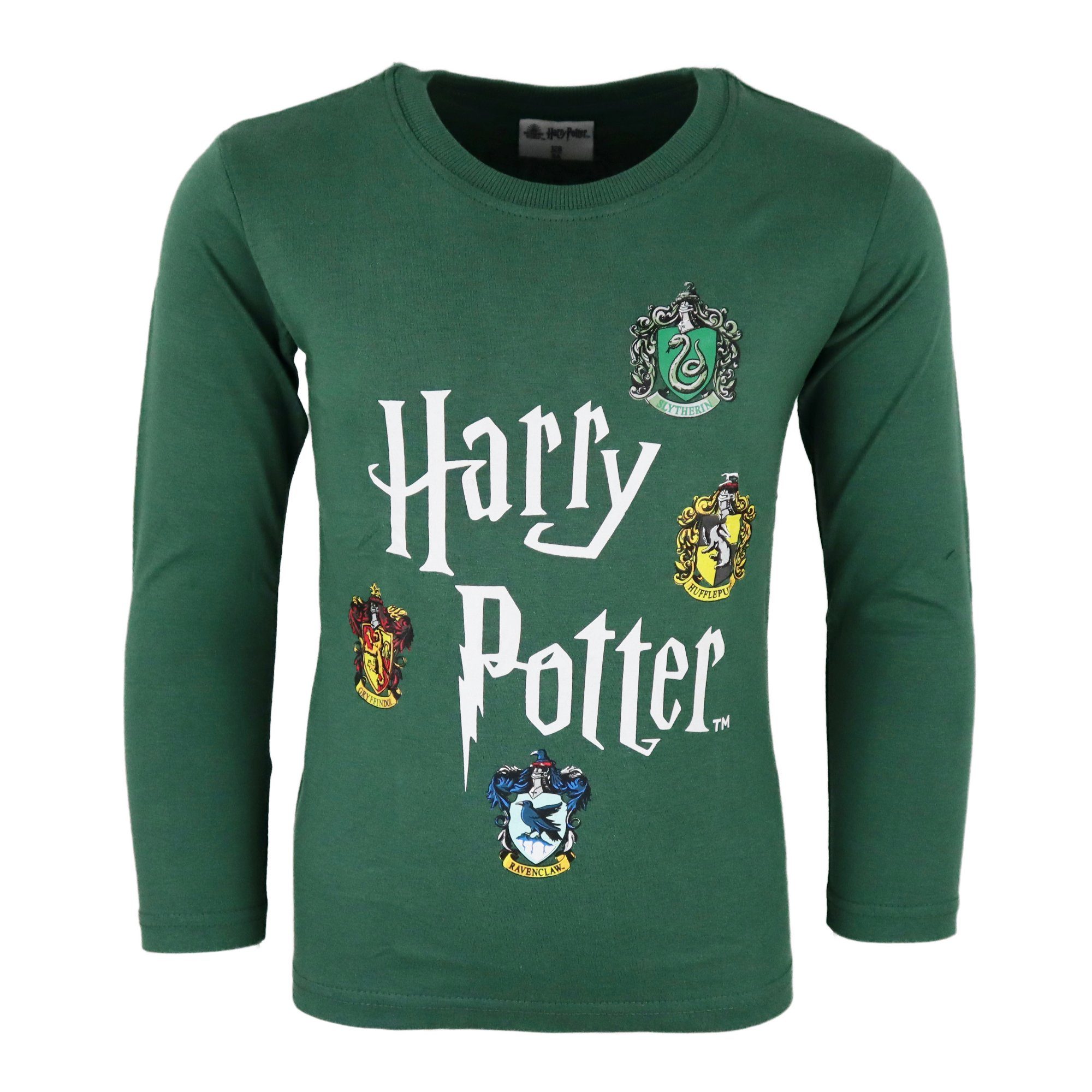 Langarmshirt Baumwolle, bis Harry Potter oder Grün Kinder Shirt Gr. Schwarz 134, 104
