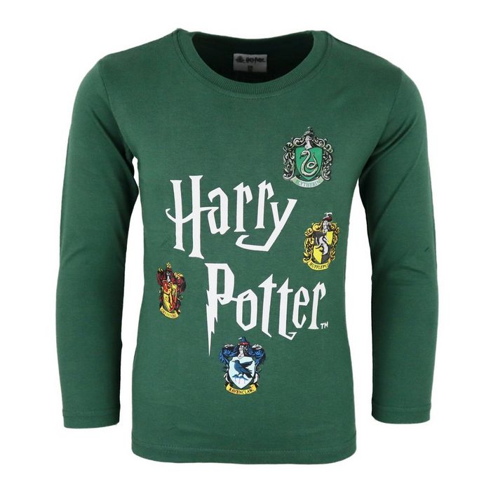 Harry Potter Langarmshirt Kinder Shirt Gr. 104 bis 134 Baumwolle Grün oder Schwarz