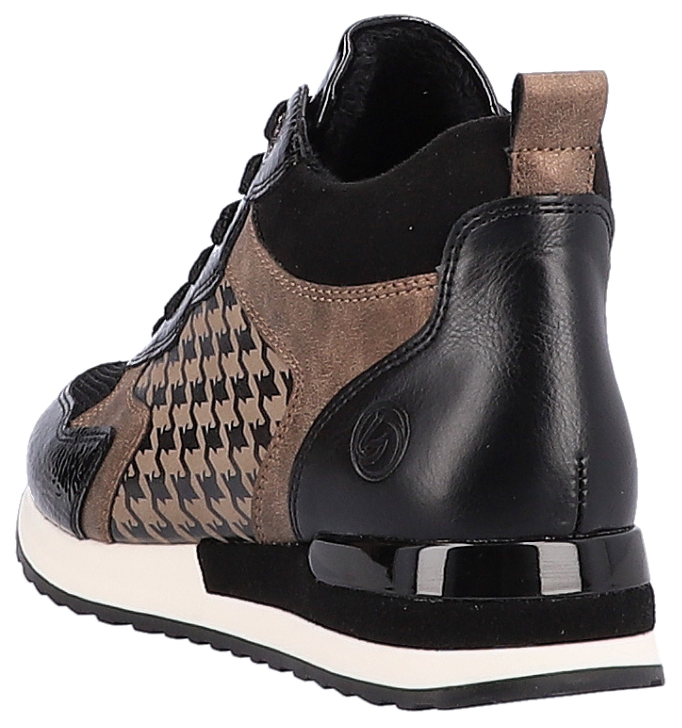 Remonte Sneaker mit trendigem Pepitaprint schwarz kombiniert