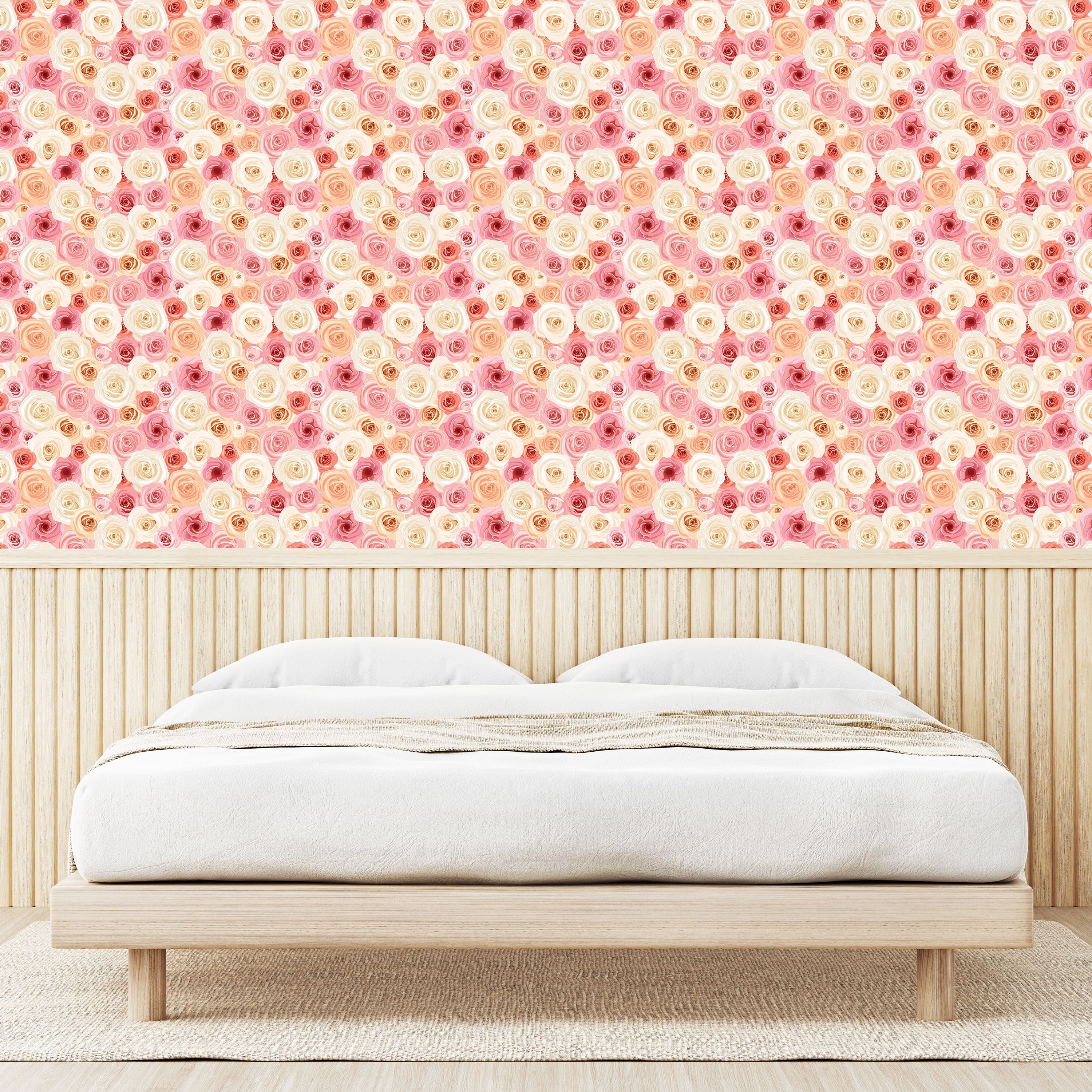 Abakuhaus Küchenakzent, Petals Rose Romantisches selbstklebendes Wohnzimmer Vinyltapete Pastell